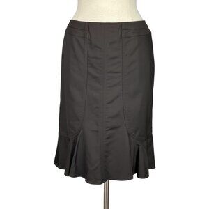 Juliana Collezione Womens Brown Pencil Skirt Flared Ruffled Hem size 8